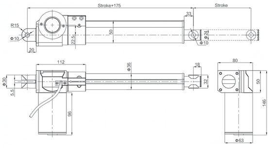 Low Noise DC Motor Drive Linear Actuator 24V 6000N Force IP43 W/ Limit switches